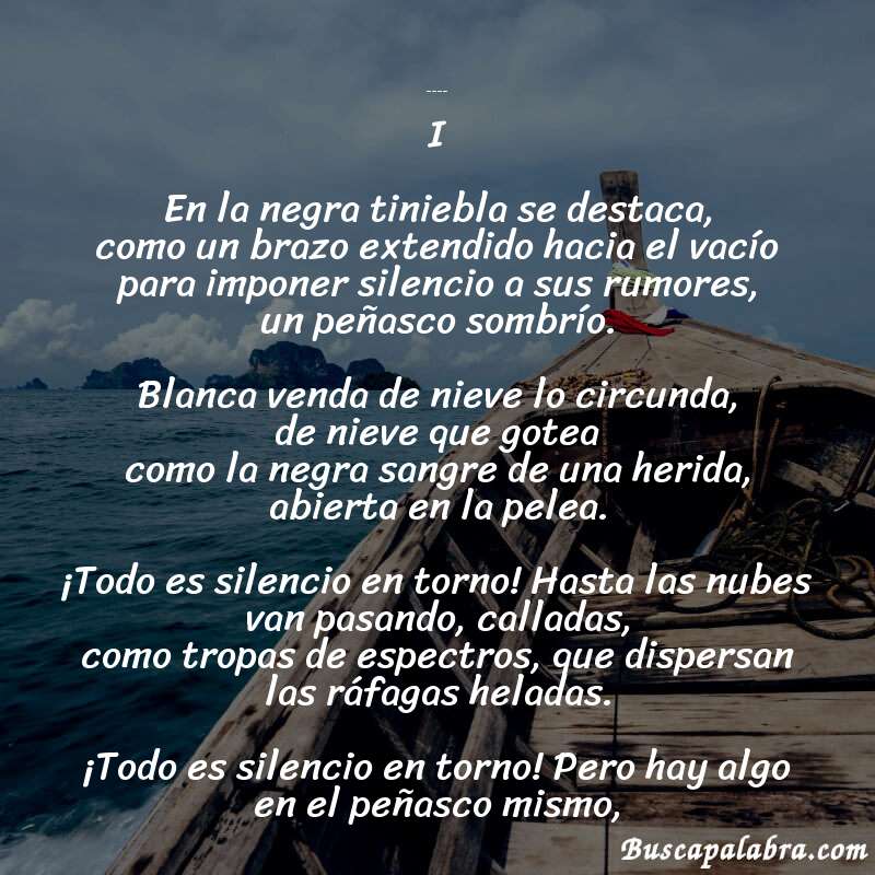 Poema El nido de cóndores de Olegario Víctor Andrade con fondo de barca