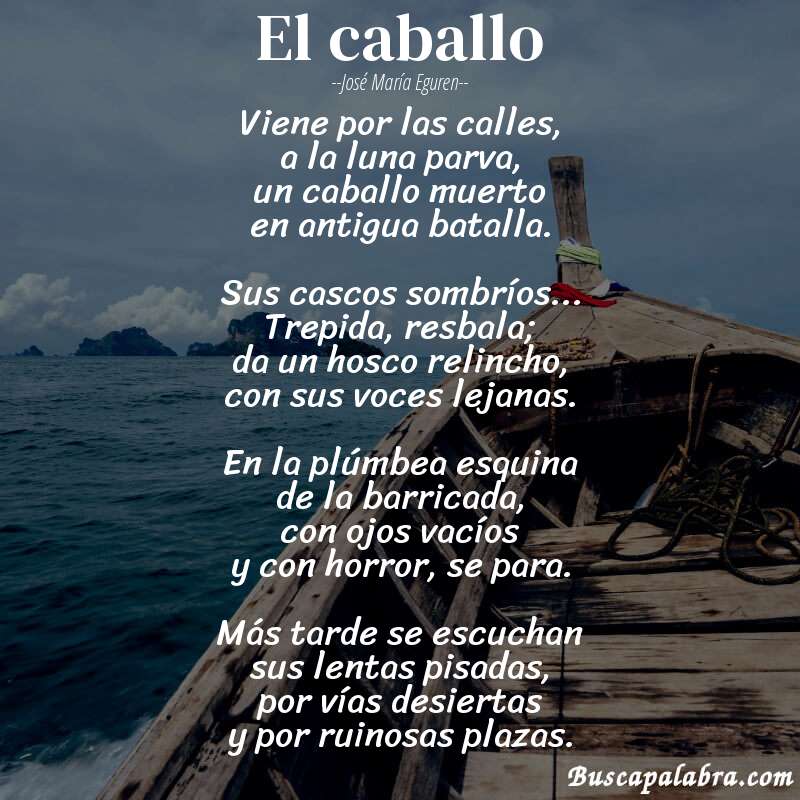Poema el caballo de José María Eguren con fondo de barca