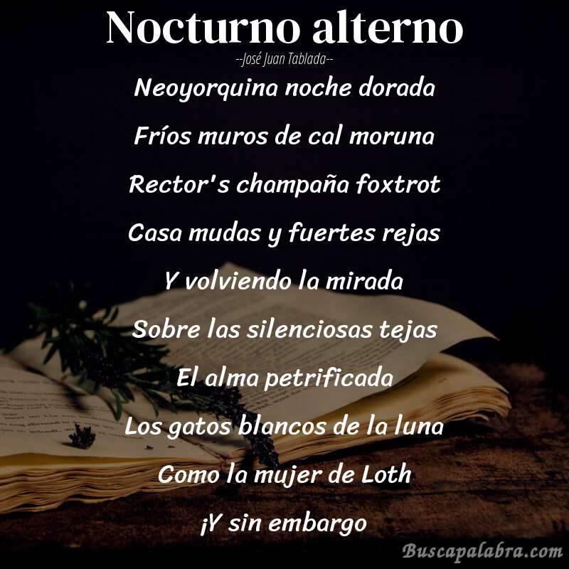 Poema Nocturno alterno de José Juan Tablada con fondo de libro