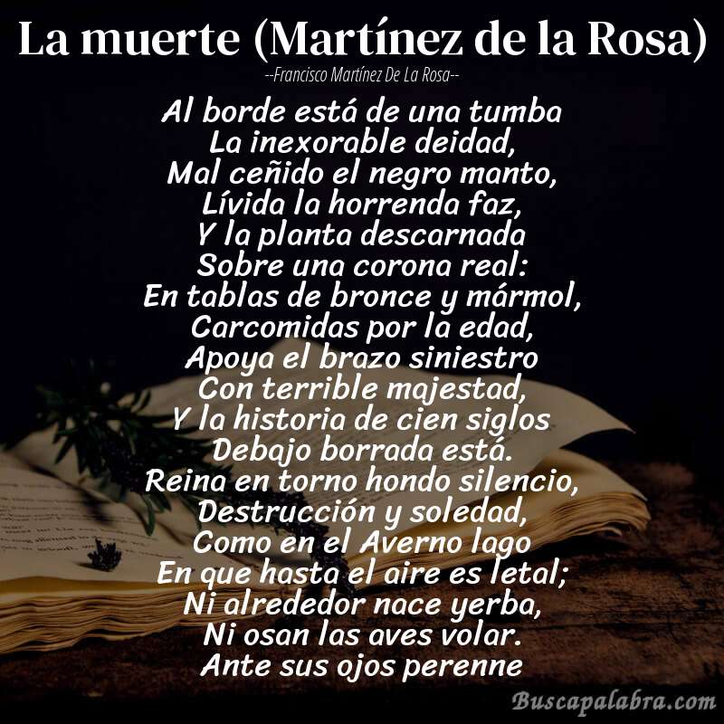 Poema La muerte (Martínez de la Rosa) de Francisco Martínez de la Rosa con fondo de libro