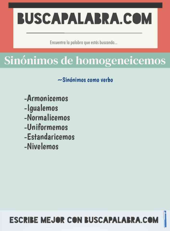 Sinónimo de homogeneicemos