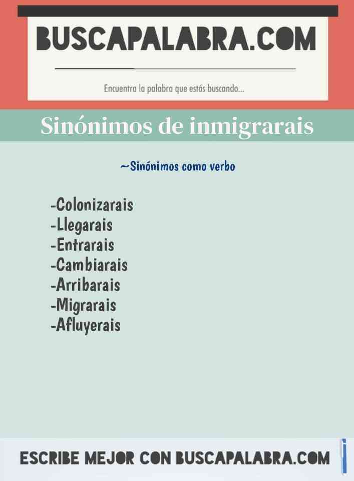 Sinónimo de inmigrarais