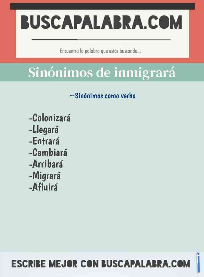 Sinónimo de inmigrará