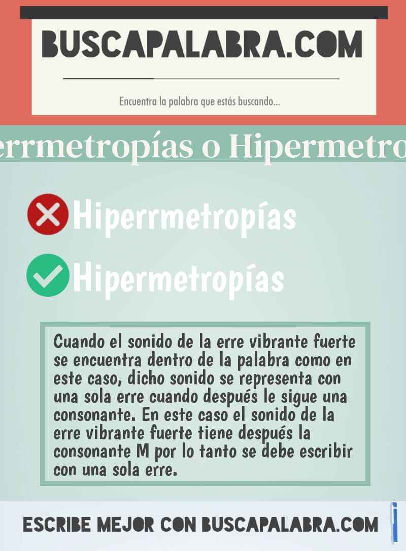 Hiperrmetropías o Hipermetropías