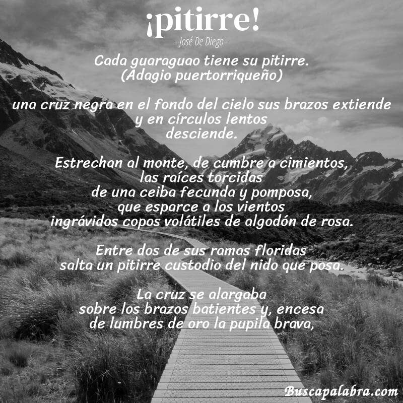 Poema ¡pitirre! de José de Diego con fondo de paisaje