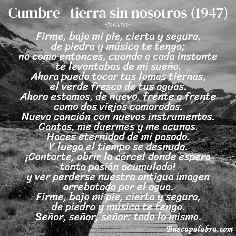 Poema cumbre   tierra sin nosotros (1947) de José Hierro con fondo de paisaje