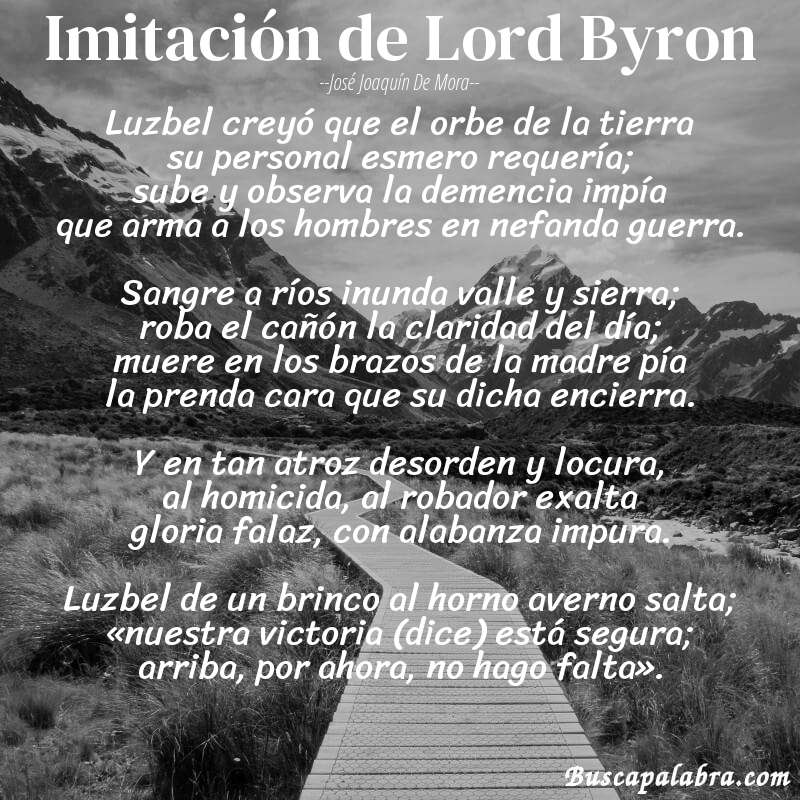 Poema Imitación de Lord Byron de José Joaquín de Mora con fondo de paisaje