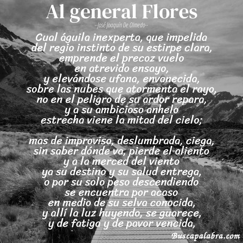 Poema Al general Flores de José Joaquín de Olmedo con fondo de paisaje