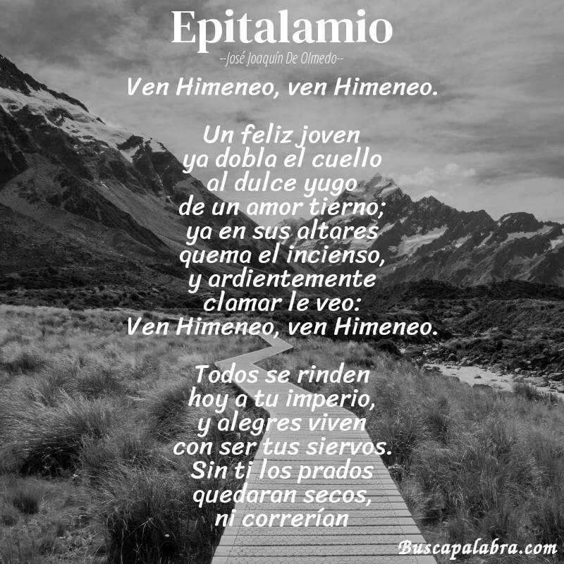 Poema Epitalamio de José Joaquín de Olmedo con fondo de paisaje