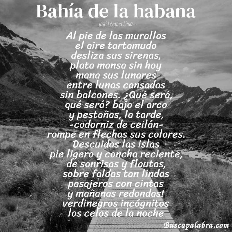 Poema bahía de la habana de José Lezama Lima con fondo de paisaje