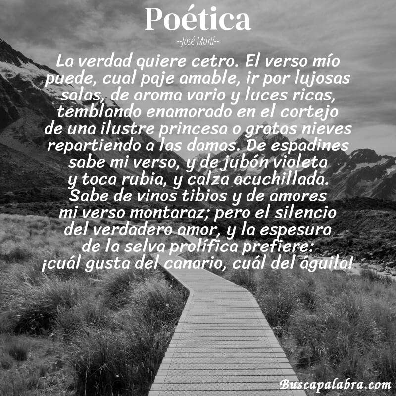 Poema poética de José Martí con fondo de paisaje