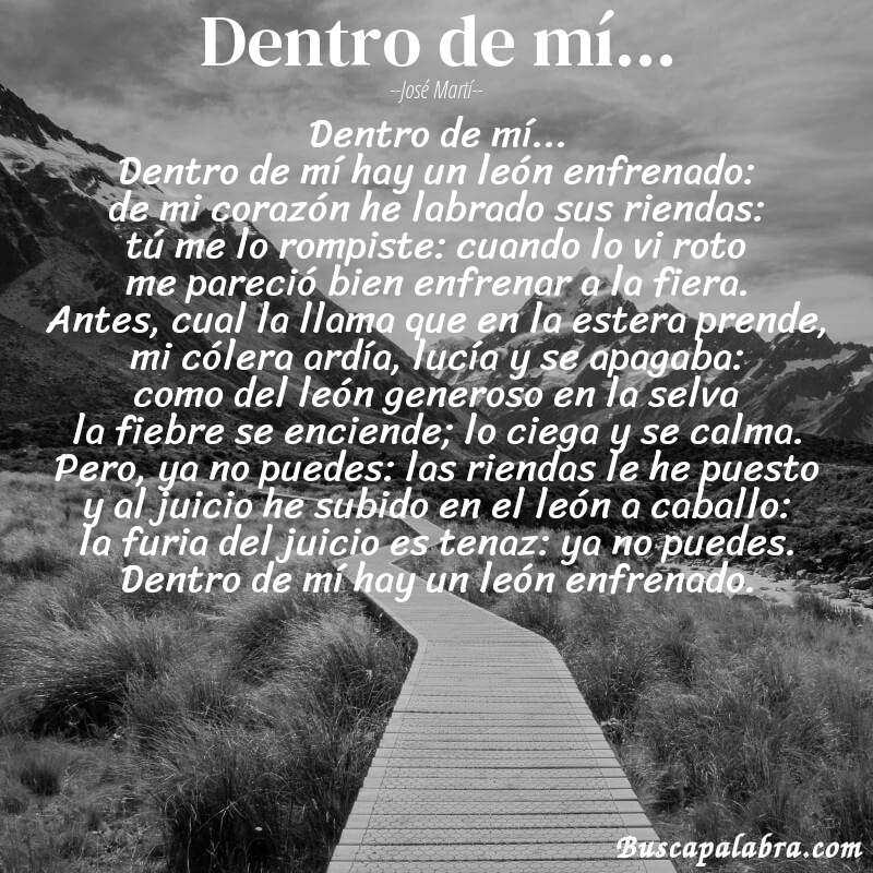 Poema dentro de mí... de José Martí con fondo de paisaje