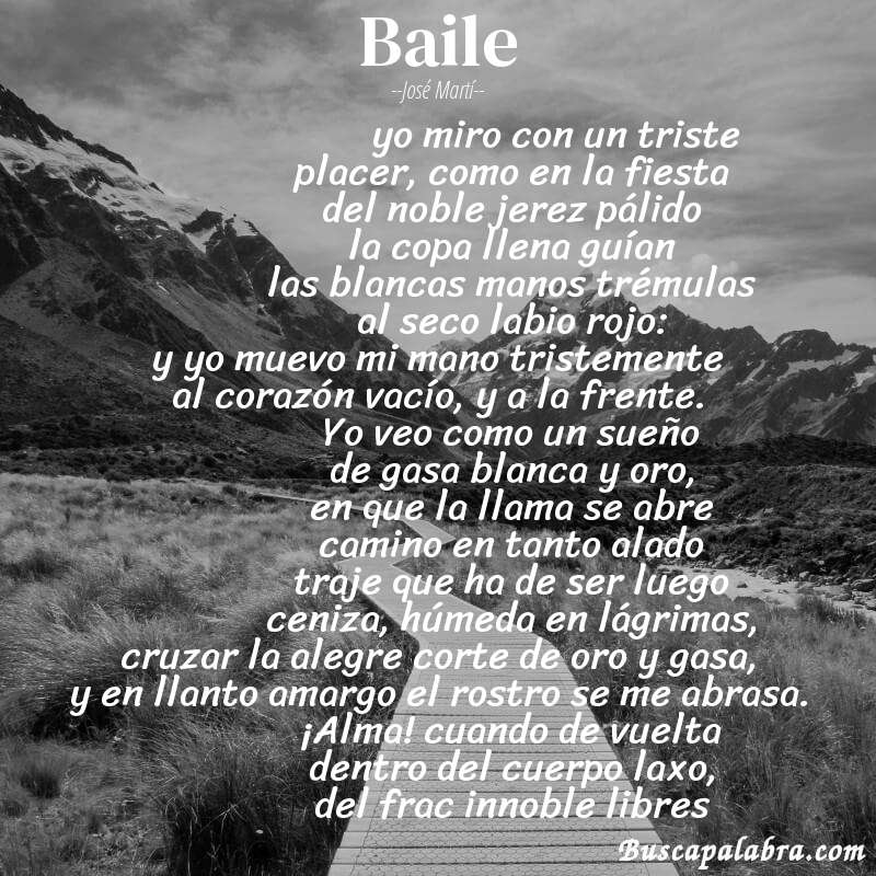 Poema baile de José Martí con fondo de paisaje