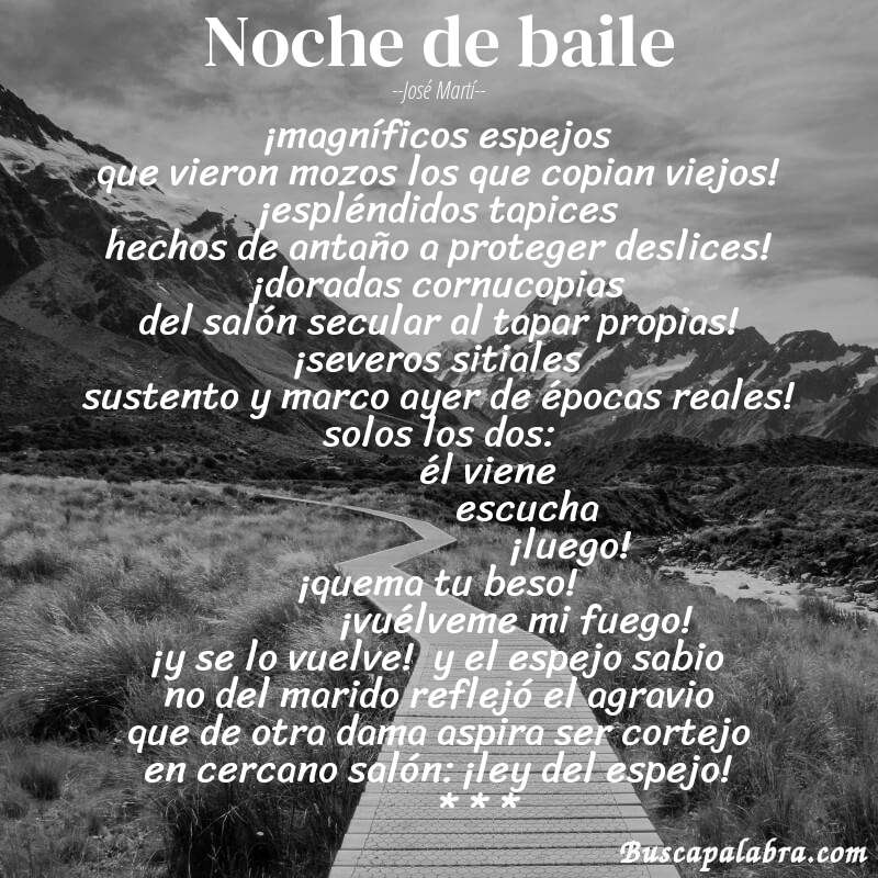 Poema noche de baile de José Martí con fondo de paisaje