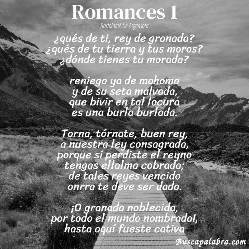 Poema romances 1 de Bartolomé de Argensola con fondo de paisaje
