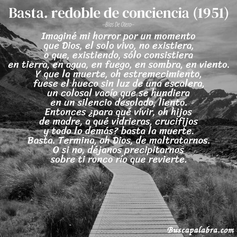 Poema basta. redoble de conciencia (1951) de Blas de Otero con fondo de paisaje