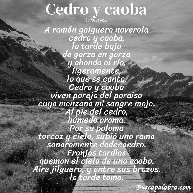 Poema cedro y caoba de Carlos Pellicer con fondo de paisaje