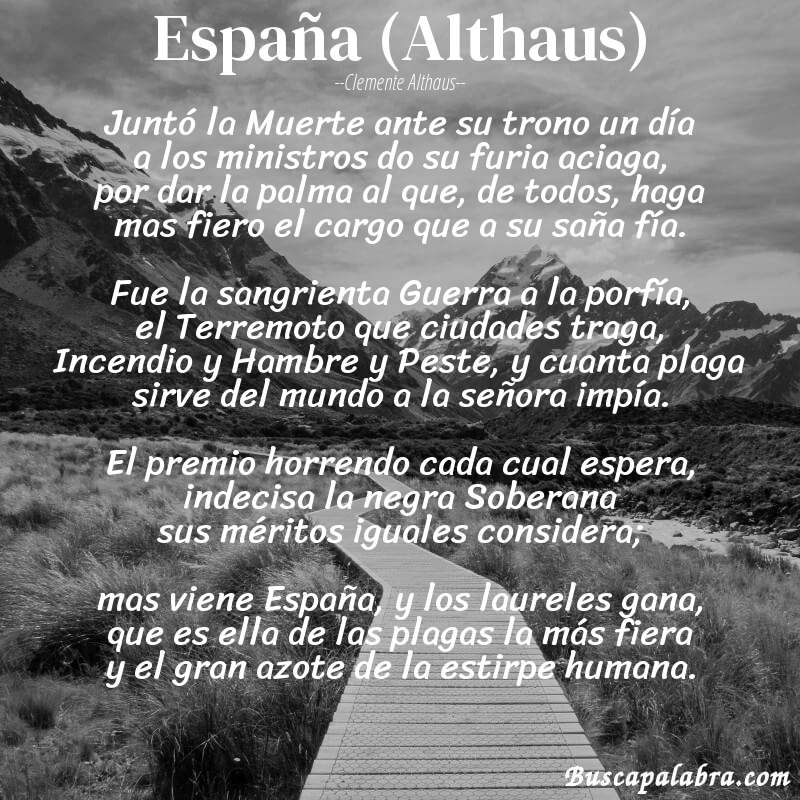 Poema España (Althaus) de Clemente Althaus con fondo de paisaje