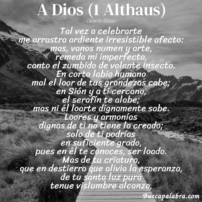 Poema A Dios (1 Althaus) de Clemente Althaus con fondo de paisaje