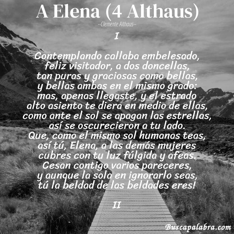 Poema A Elena (4 Althaus) de Clemente Althaus con fondo de paisaje