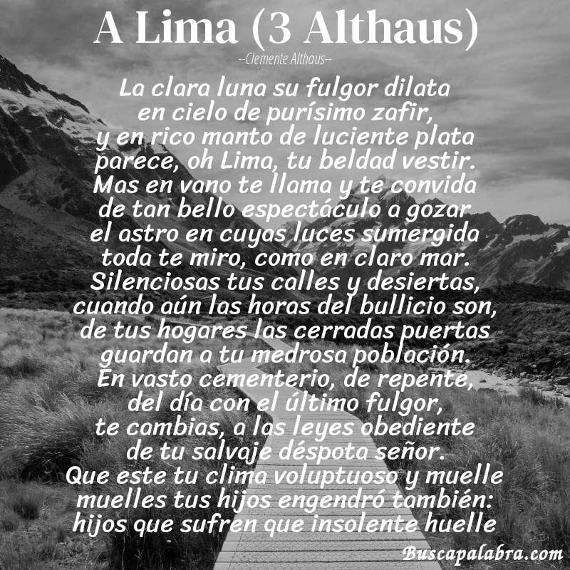 Poema A Lima (3 Althaus) de Clemente Althaus con fondo de paisaje