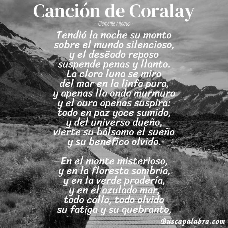 Poema Canción de Coralay de Clemente Althaus con fondo de paisaje