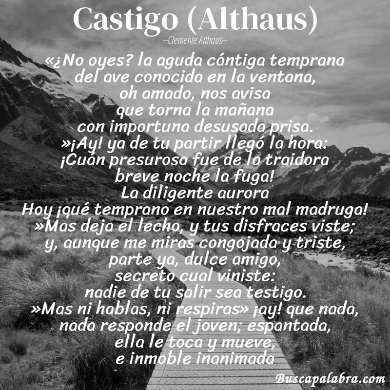 Poema Castigo (Althaus) de Clemente Althaus con fondo de paisaje