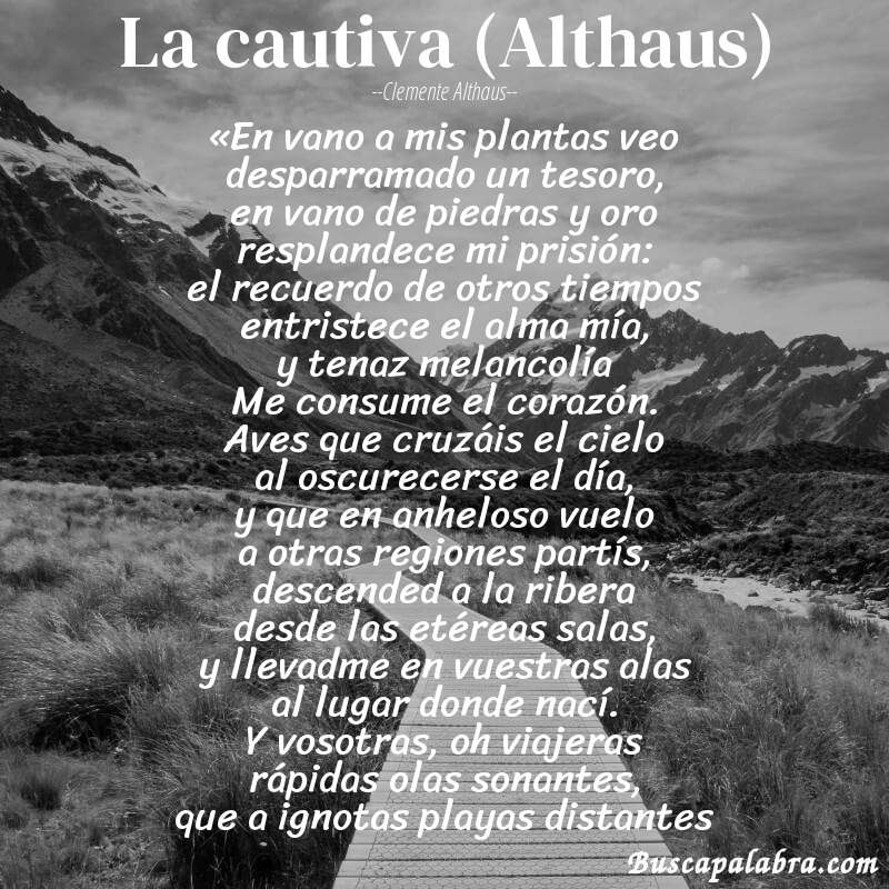 Poema La cautiva (Althaus) de Clemente Althaus con fondo de paisaje