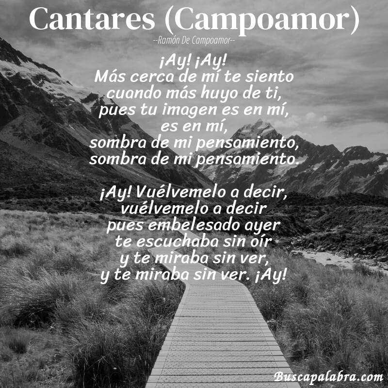 Poema Cantares (Campoamor) de Ramón de Campoamor con fondo de paisaje