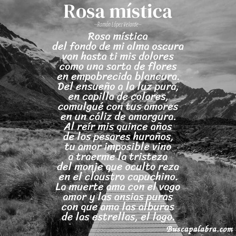 Poema rosa mística de Ramón López Velarde con fondo de paisaje