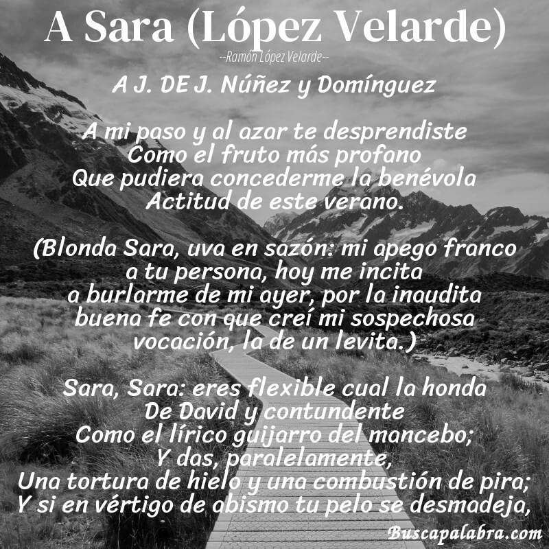 Poema A Sara (López Velarde) de Ramón López Velarde con fondo de paisaje