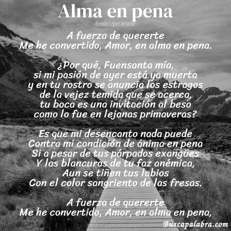 Poema Alma en pena de Ramón López Velarde con fondo de paisaje