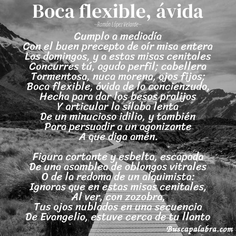 Poema Boca flexible, ávida de Ramón López Velarde con fondo de paisaje