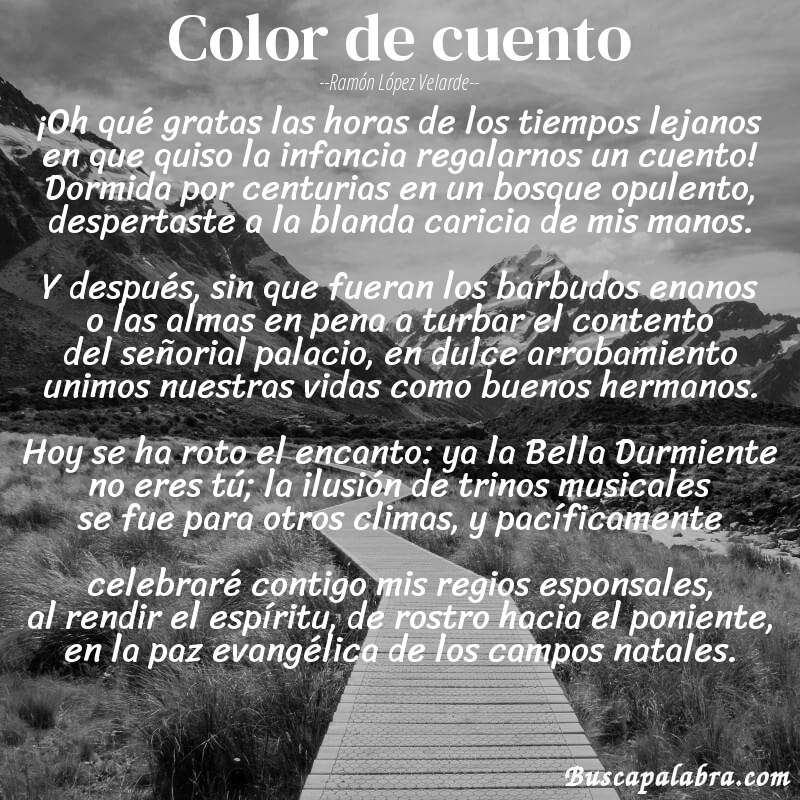 Poema Color de cuento de Ramón López Velarde con fondo de paisaje