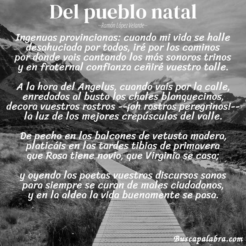 Poema Del pueblo natal de Ramón López Velarde con fondo de paisaje