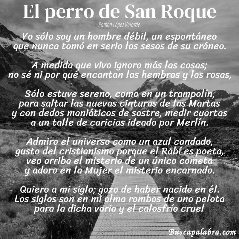 Poema El perro de San Roque de Ramón López Velarde con fondo de paisaje