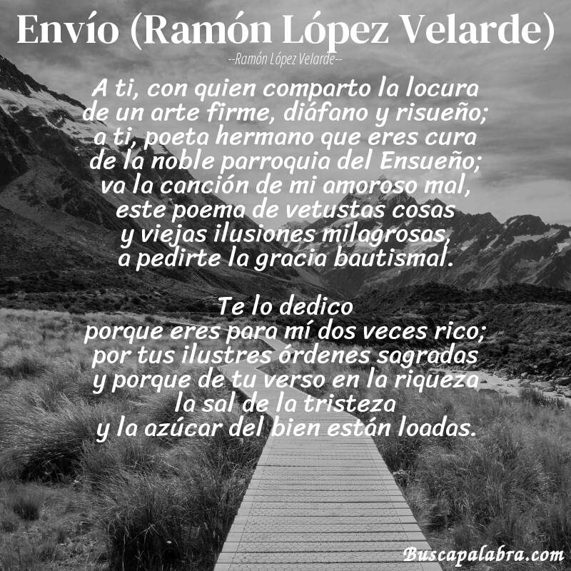 Poema Envío (Ramón López Velarde) de Ramón López Velarde con fondo de paisaje