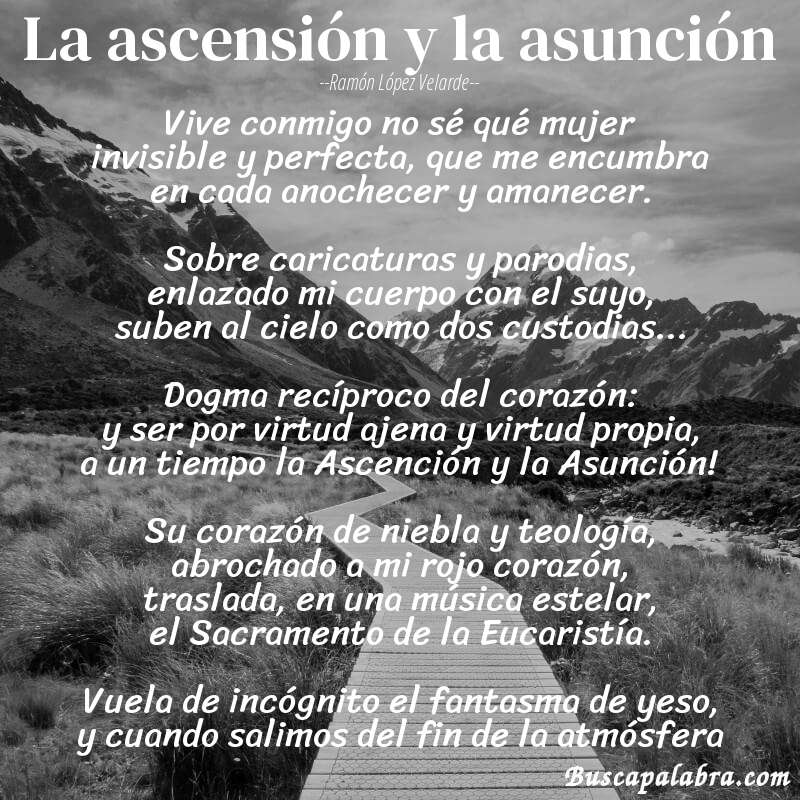 Poema La ascensión y la asunción de Ramón López Velarde con fondo de paisaje