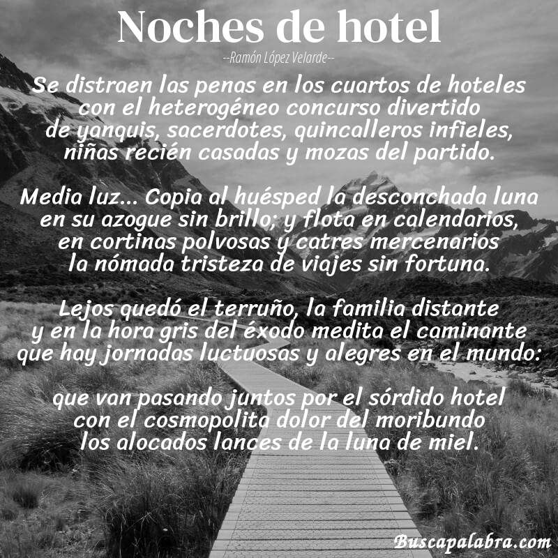Poema Noches de hotel de Ramón López Velarde con fondo de paisaje