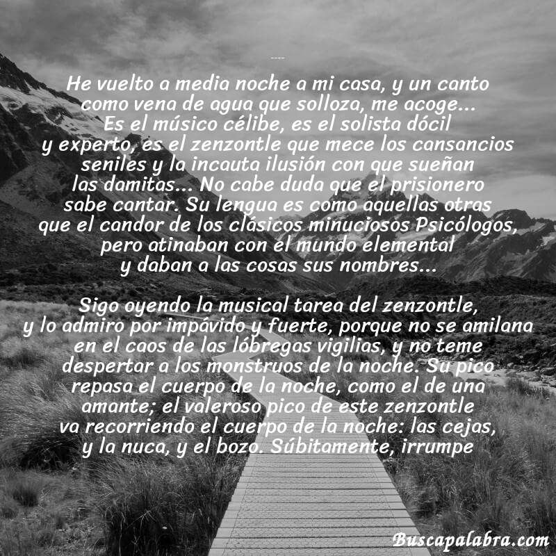 Poema Para el zenzontle impávido de Ramón López Velarde con fondo de paisaje