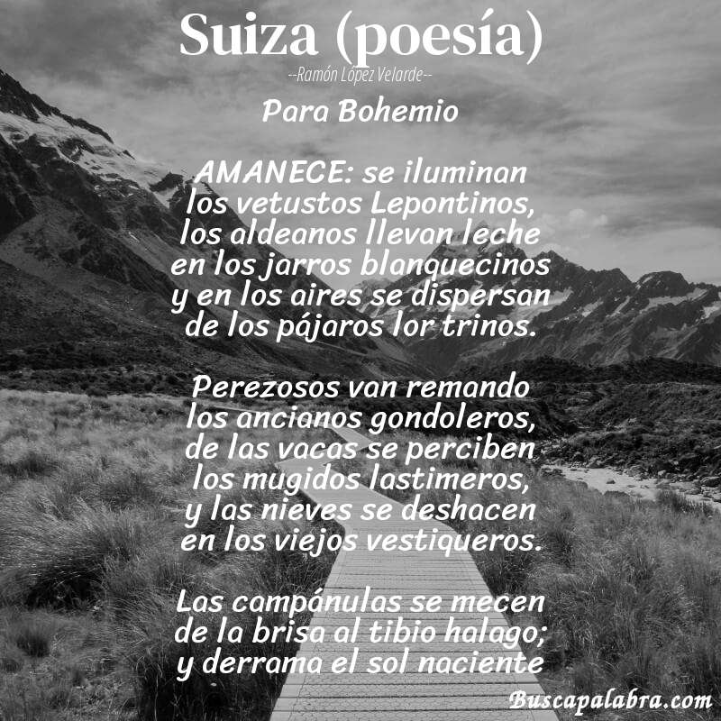 Poema Suiza (poesía) de Ramón López Velarde con fondo de paisaje