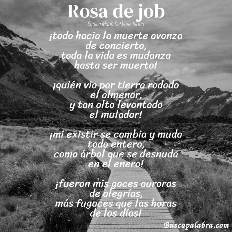 Poema rosa de job de Ramón María del Valle Inclán con fondo de paisaje