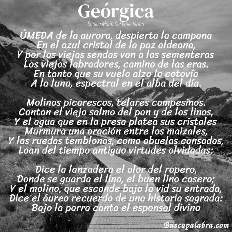 Poema Geórgica de Ramón María del Valle Inclán con fondo de paisaje