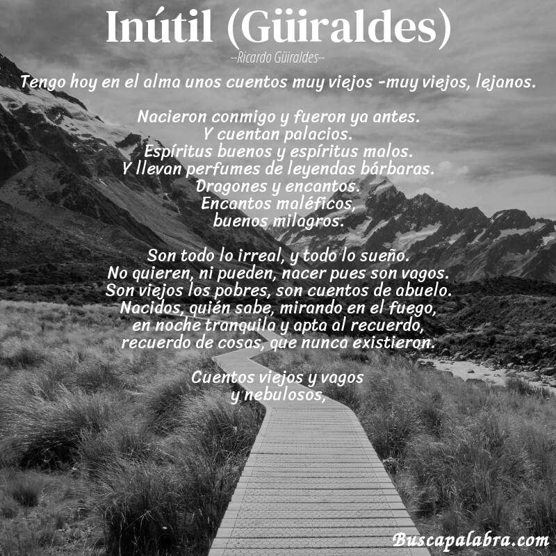 Poema Inútil (Güiraldes) de Ricardo Güiraldes con fondo de paisaje