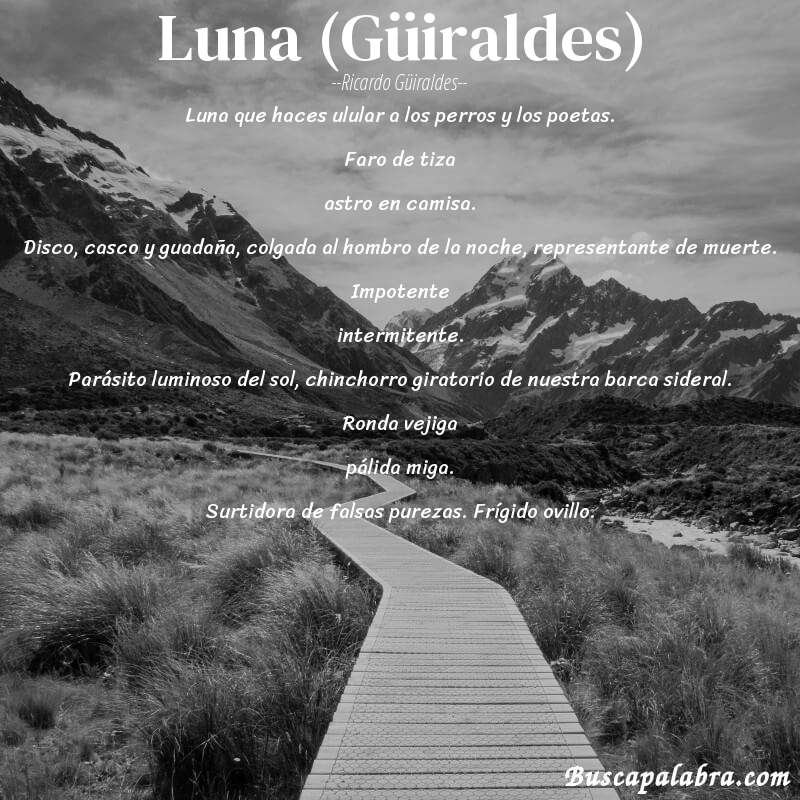 Poema Luna (Güiraldes) de Ricardo Güiraldes con fondo de paisaje