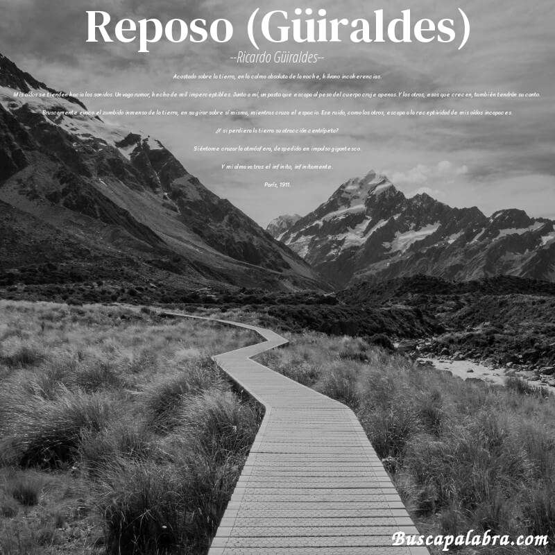 Poema Reposo (Güiraldes) de Ricardo Güiraldes con fondo de paisaje
