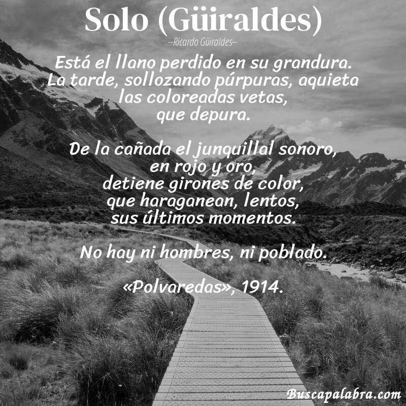 Poema Solo (Güiraldes) de Ricardo Güiraldes con fondo de paisaje