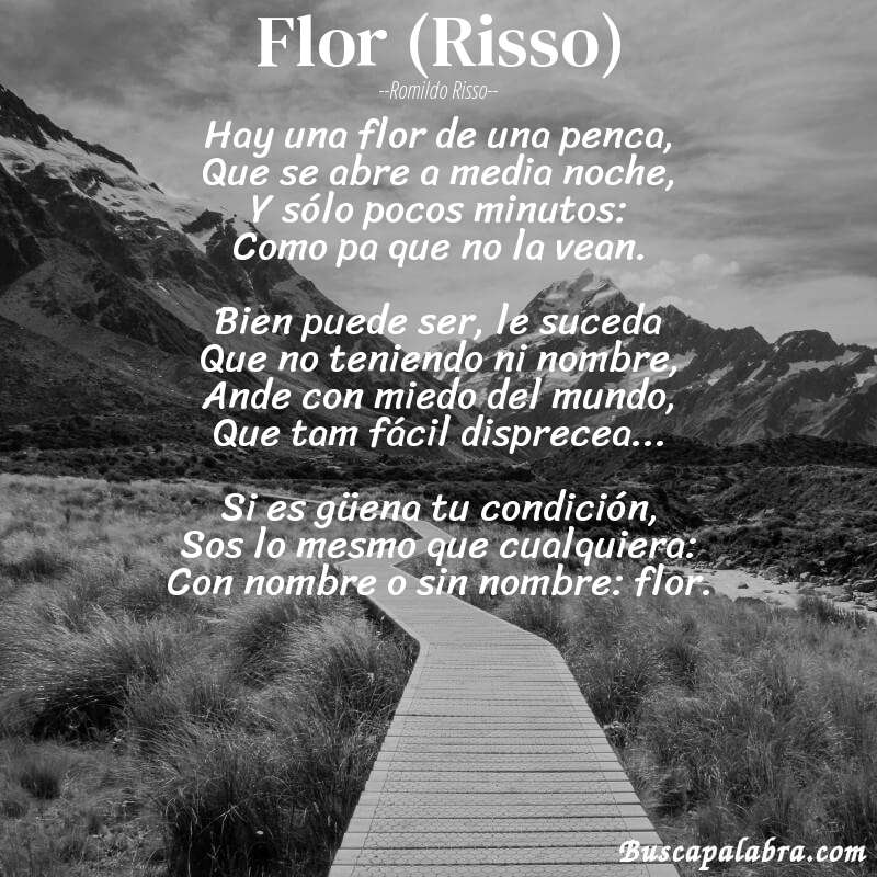 Poema Flor (Risso) de Romildo Risso con fondo de paisaje