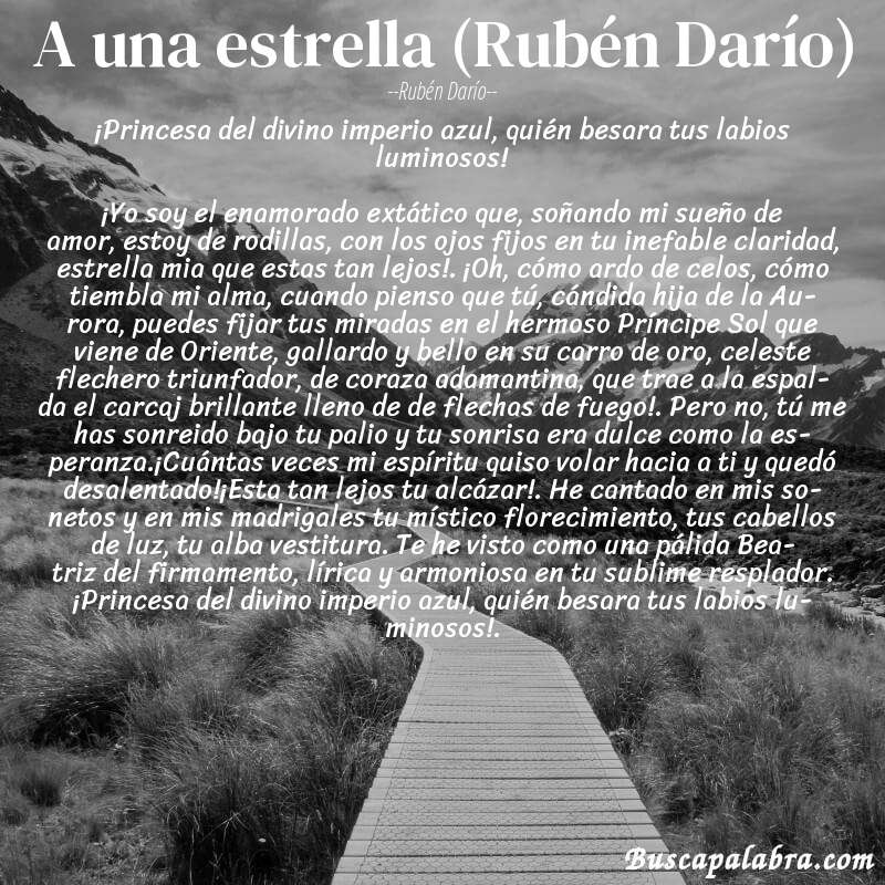Poema A una estrella (Rubén Darío) de Rubén Darío con fondo de paisaje