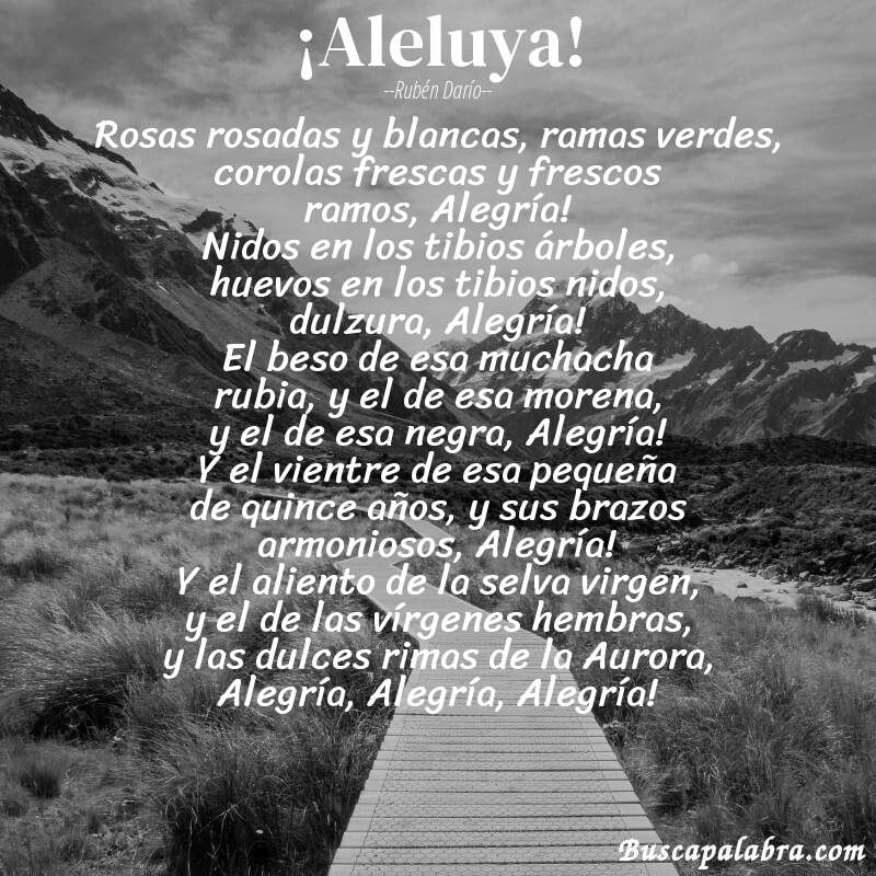 Poema ¡Aleluya! de Rubén Darío con fondo de paisaje